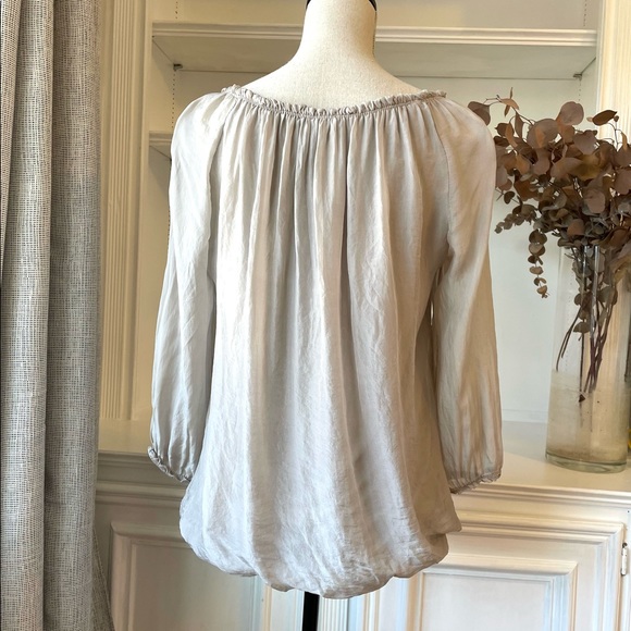 Prontomoda Giusy Silk 3/4 Sleeve Blouse Grey Small - Picture 5 of 9